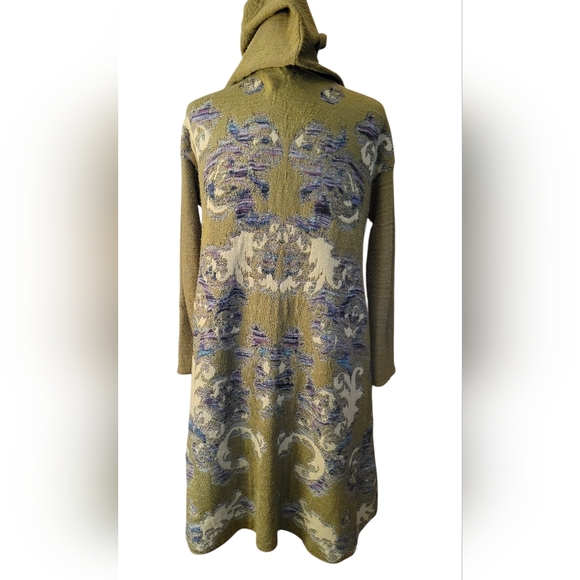 FREE PEOPLE AFTER THE STORM LONG HOODED JACQUARD SWEATER - Picture 5 of 8